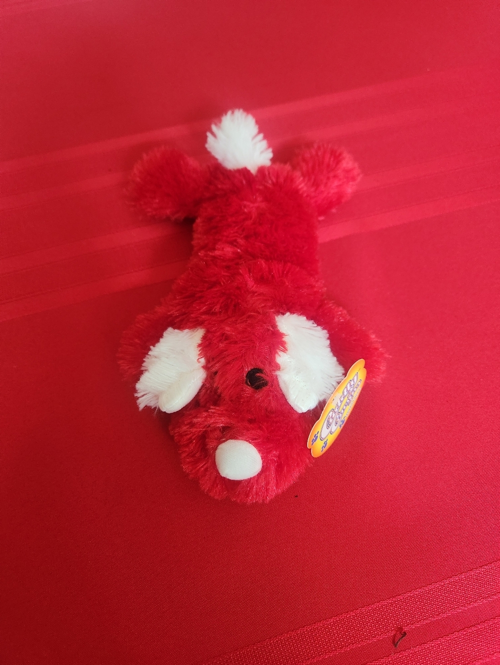 Source Unknown Red and White Plush Puppy Stuffed Animal